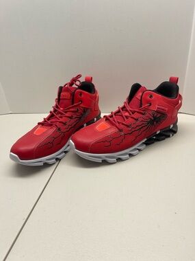 Bronax Men's Red Athletic Sneakers with Wave Sole. NEW